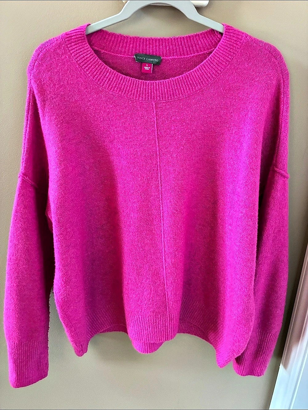 Vince Camuto Center Seam Crewneck Sweater Pink Large